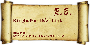 Ringhofer Bálint névjegykártya